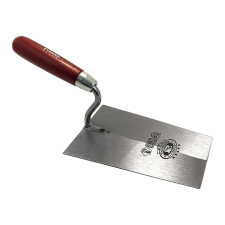 Rozsdamentes simító, Olejnik, trapéz, széles, 160 mm, fa fogantyú, piros kőműves és burkoló szerszám