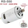  RS-550 egyenáramú 11T fogaskerékkel szerelt RS550 moror, DC 14,4V, 24500 fordulat, 60W, hajtó fogaskerék nélkül, Li-ion akkumulátoros gépekhez