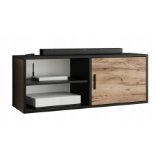  RTV szekrény ROJO 2 fekete + aranytölgy craft polccal nyitott TV-hez Tolóajtó bútor