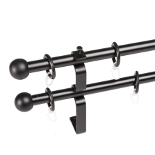 Rúdkarnis fém dupla fekete D=16 mm 160 cm (tartozékokkal) karnis, függönyrúd