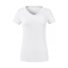 Russell Europe Női rövid ujjú organikus póló Russell Europe Ladies&#039; Pure Organic V-Neck Tee XL, Fehér női póló