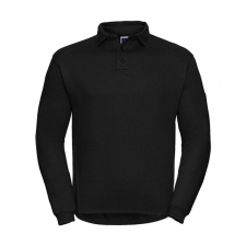 Russell Europe Uniszex hosszú ujjú galléros póló munkaruha Russell Europe Heavy Duty Collar Sweatshirt 4XL, Fekete férfi póló