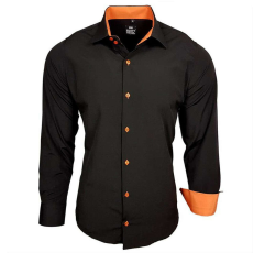  RUSTY NEAL férfi ing R-44 hosszú ujjú karcsú fazon, Fekete 3XL