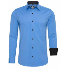 RUSTY NEAL férfi ing R-44 hosszú ujjú karcsú fazon, Kék 4XL férfi ing