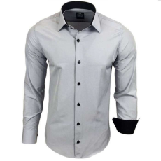  RUSTY NEAL férfi ing R-44 hosszú ujjú karcsú fazon, Szürke 4XL