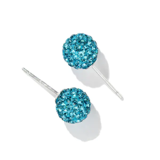  S925 Ezüst Gömb Fülbevaló Türkizkék Swarovski® Kövekkel fülbevaló