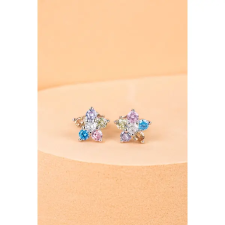  S925 Ezüst Virág Alakú Fülbevaló Színes Swarovski® Kristállyal fülbevaló