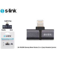 S-Link átalakító - sl-ta30m (bemenet: lightning, kimenet: 2xlightning, iphone töltés és fejhallgató, fém, szürke) 31590 kábel és adapter