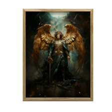 SAINT MICHAEL FALI PLAKÁT FA KERETBEN 30x40 CM grafika, keretezett kép