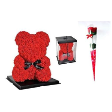 Saját Piros rózsa maci – díszdobozzal és szappanrózsával szappan