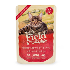 Sam's Field Sam's Field True Meat Fillets for sterilized cats - Beef & Beetroot 6 x 85 g macskaeledel