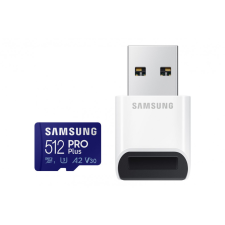 Samsung 512GB microSDXC Pro Plus Class10 U3 A2 V30 + Memóriakártya olvasó (MB-MD512KB/WW) memóriakártya
