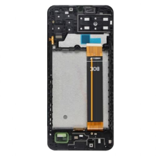 Samsung A135 Galaxy A13 4G, LCD kijelző érintőplexivel és előlapkerettel, fekete mobiltelefon, tablet alkatrész