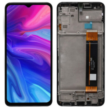 Samsung A236 Galaxy A23 5G, LCD kijelző érintőplexivel és előlap kerettel, fekete mobiltelefon, tablet alkatrész