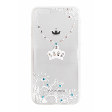 Samsung G955 Galaxy S8+, Szilikon tok, Strasszköves (Koronás), fehér tok és táska