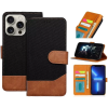  Samsung Galaxy A15 4G / A15 5G SM-A155F / A156B, Oldalra nyíló tok, stand, kártyatartóval, farmer mi
