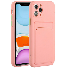 Samsung Galaxy M21 SM-M215F, Szilikon tok, kártyatartóval, Wooze Card Slot, rózsaszín tok és táska