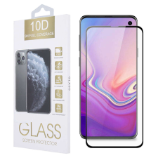 Samsung Galaxy S10e üvegfólia, tempered glass, előlapi, 10D, edzett, hajlított, fekete kerettel mobiltelefon kellék