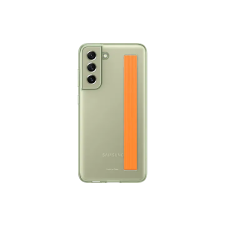 Samsung Galaxy S21 FE Vékony szíjas Tok - Átlátszó/Narancs tok és táska