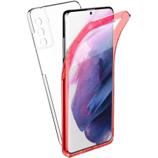 Samsung Galaxy S21 Tok - 360° Átlátszó Piros Kerettel tok és táska