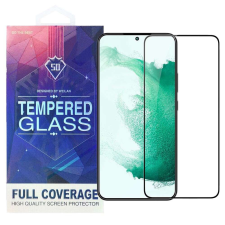 Samsung Galaxy S22 5G üvegfólia, tempered glass, előlapi, 5D, edzett, hajlított, fekete kerettel mobiltelefon kellék