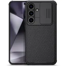  Samsung Galaxy S25 telefontok - Nillkin csúsztatható kameravédős fekete hátlap tok ﻿ tok és táska