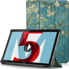  Samsung Galaxy Tab A9 (8.7) SM-X110 / X115, mappa tok, virág minta, Trifold, zöld/színes tablet tok