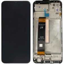 Samsung GH82-29133A Gyári Samsung Galaxy M13 fekete LCD kijelző érintővel kerettel előlap mobiltelefon, tablet alkatrész