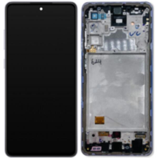 Samsung Gyári Samsung Galaxy A72 OLED kijelző érintővel lila kerettel előlap mobiltelefon, tablet alkatrész