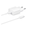 Samsung hálózati töltő Type-C aljzat (15W, gyorstöltő + Type-C kábel) FEHÉR (EP-T1510EWE_/_EP-DA705BWE)