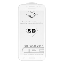 Samsung J530 J5 2017, Kijelzővédő fólia, (ütésálló) Full Glue 5D, fehér mobiltelefon kellék
