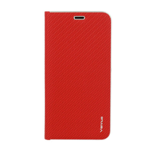 Samsung J610 Galaxy J6+ 2018, Oldalra nyíló flip tok, Carbon, piros tok és táska