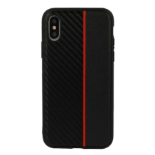 Samsung J610 Galaxy J6+ 2018, Szilikon tok, Moto Carbon, fekete-piros tok és táska