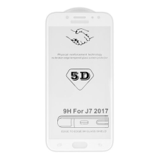 Samsung J730 J7 2017, Kijelzővédő fólia, (ütésálló) Full Glue 5D, fehér mobiltelefon kellék