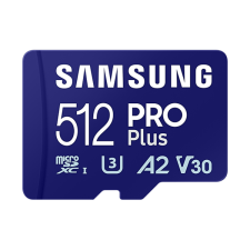 Samsung MicroSD kártya - 512GB MB-MD512SA/EU (PRO PLUS, UHS-I, R180/W130, adapter, 512GB) memóriakártya