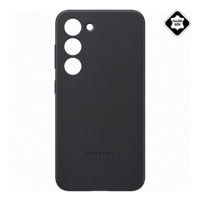 Samsung műanyag telefonvédő (valódi bőr hátlap) FEKETE Samsung Galaxy S23 Plus (SM-S916) tok és táska