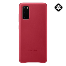 Samsung műanyag telefonvédő (valódi bőr hátlap) PIROS tok és táska
