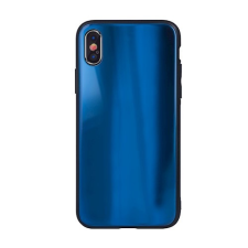 Samsung Rainbow szilikon tok üveg hátlappal - Samsung A405 Galaxy A40 (2019) kék tok és táska