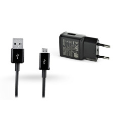Samsung Samsung gyári USB hálózati töltő adapter + micro USB adatkábel - 5V/2A - EP-TA200EBE + ECB-DU5ABE black (ECO csomaglás) mobiltelefon kellék