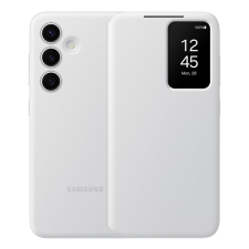 Samsung tok álló (aktív FLIP, oldalra nyíló, átlátszó előlap) FEHÉR tok és táska
