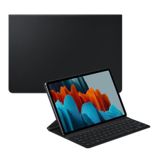 Samsung tok álló, bőr hatású (FLIP, billentyűzet, QWERTY, angol nyelvű, érintőceruza tartó) FEKETE [Samsung Galaxy Tab S8 LTE (SM-X706)] tablet tok