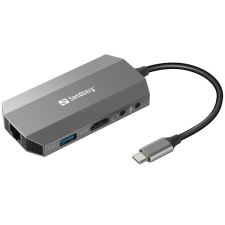 SANDBERG Notebook Dokkoló - USB-C 6in1 Travel Dock (USB-C bemenet; HDMI+2xUSB3.0+USB-C+RJ45+SD kimenet) laptop kellék
