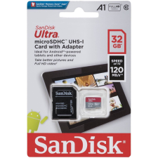 Sandisk 32GB microSDHC Sandisk Ultra CL10 U1 A1 + adapter (SDSQUA4-032G-GN6TA) (SDSQUA4-032G-GN6TA) memóriakártya