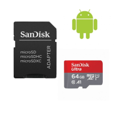 Sandisk 64GB microSDXC Ultra Class 10 UHS-I A1 (Android) + adapterrel (00215421) memóriakártya