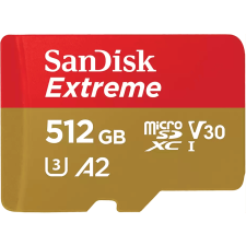 Sandisk MicroSD Extreme kártya 512 GB, 190/130 MB/s, A2, C10, V30, UHS-I, U3, SDSQXAV-512G-GN6MA (121589) memóriakártya