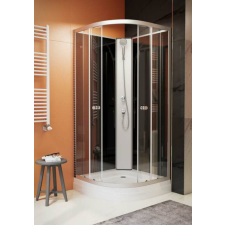 Sanimix Sanimix negyedköríves fekete üveges Zuhanykabin tálcával 90X90X200 kád, zuhanykabin