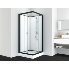Sanotechnik Sanotechnik UNI1 komplett zuhanykabin fekete szögletes 80x80x203 cm PS14B kád, zuhanykabin