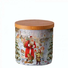 Santa bringing presents porcelán konyhai tároló 10x10cm papírárú, csomagoló és tárolóeszköz