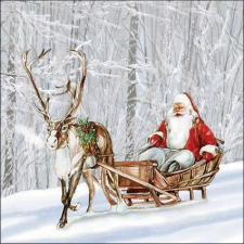  Santa in snowy forest papírszalvéta 33x33cm, 20db-os papírárú, csomagoló és tárolóeszköz