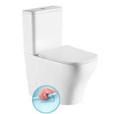 Sapho BELLO RIMLESS monoblokkos WC, alsó/hátsó kifolyású, ülőke nélkül, 38x64cm, duálgombos öblítőmechanikával (PC103WR) fürdőszoba kiegészítő